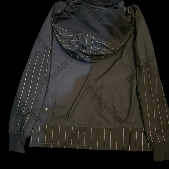 Lululemon Black Hooded Jacket with Pinstripe Detail - Picture 2 of 3